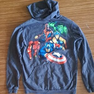 Avengers Men's Gray Hoodie with Superhero Print